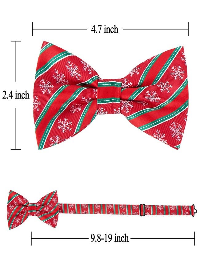 KOOELLE Christmas Bow Tie For Men - Red and Green Holiday BowTie, Christmas Snowflake BowTies - Image 4